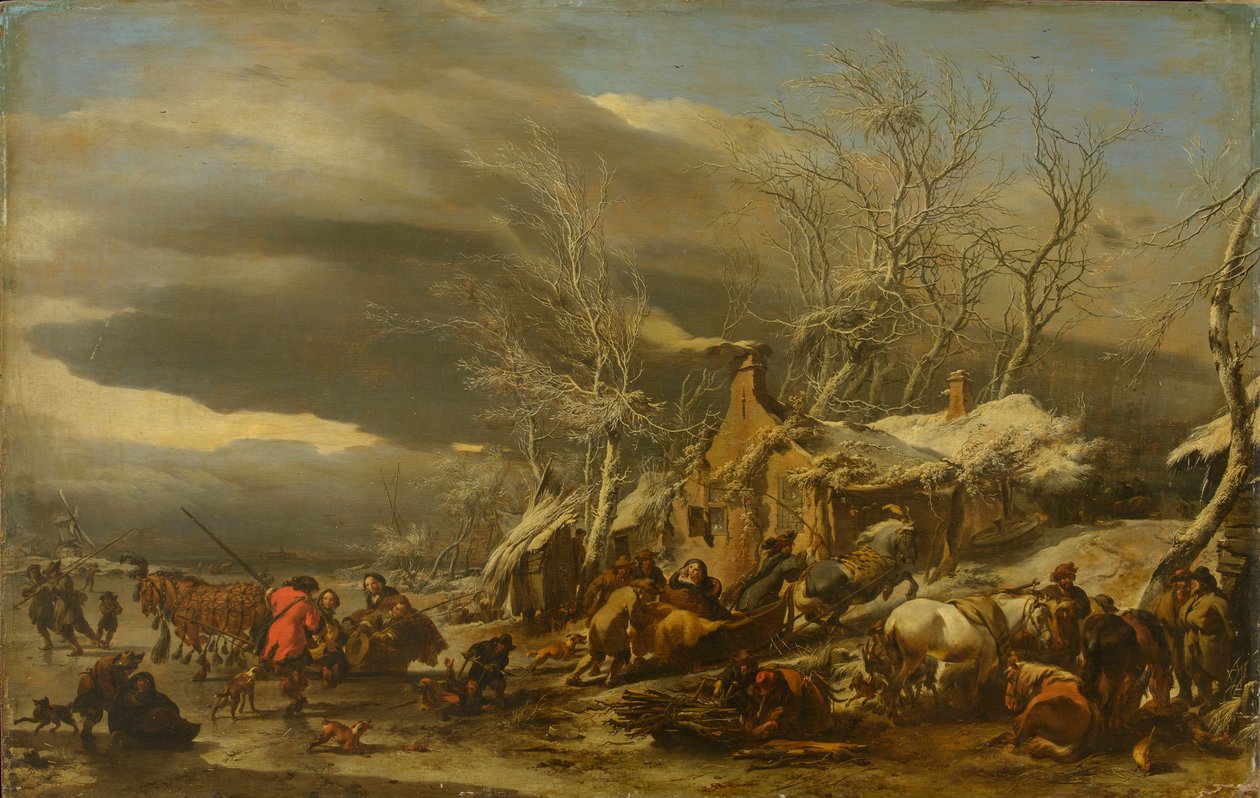 Winterlandschap door Nicolaes Pietersz. Berchem