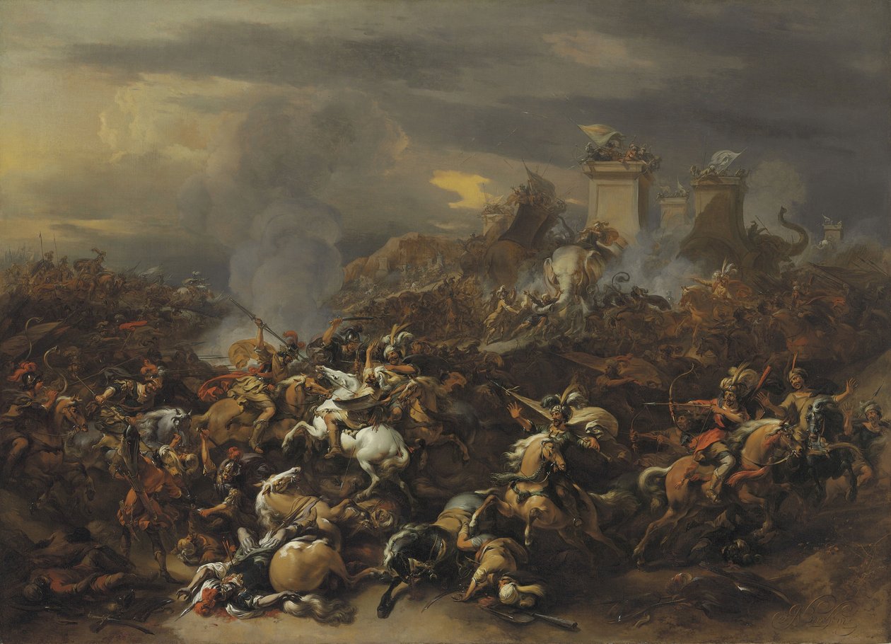 De Slag van Alexander de Grote tegen koning Porus door Nicolaes Pietersz. Berchem