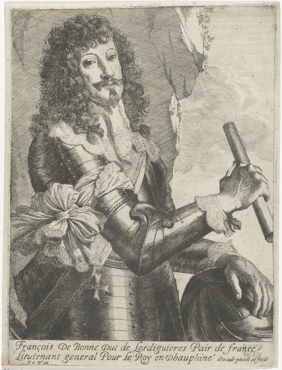 Portret van François de Bonne-Lesdiguières-de Créquy door Nicolaes Van Helt Stockade