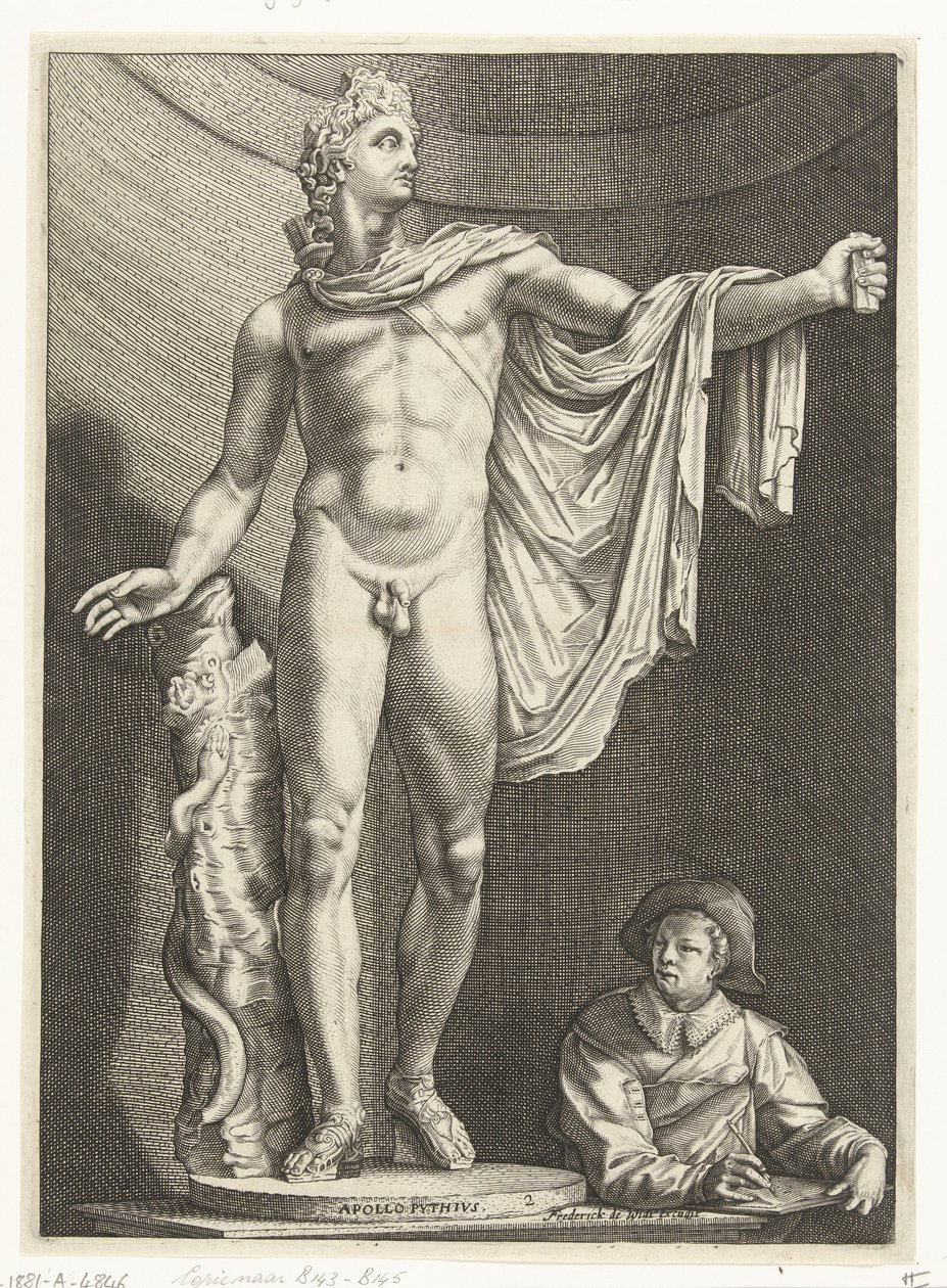 Apollo Belvedere Drie antieke beelden te Rome naar Goltzius (serie) door Nicolaes de Bruyn