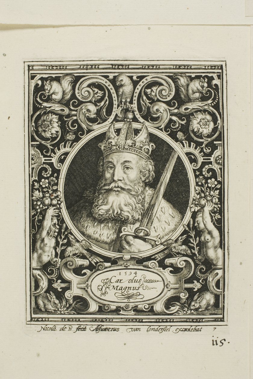 Karel de Grote, plaat zeven uit De Negen Waardes door Nicolaes de Bruyn