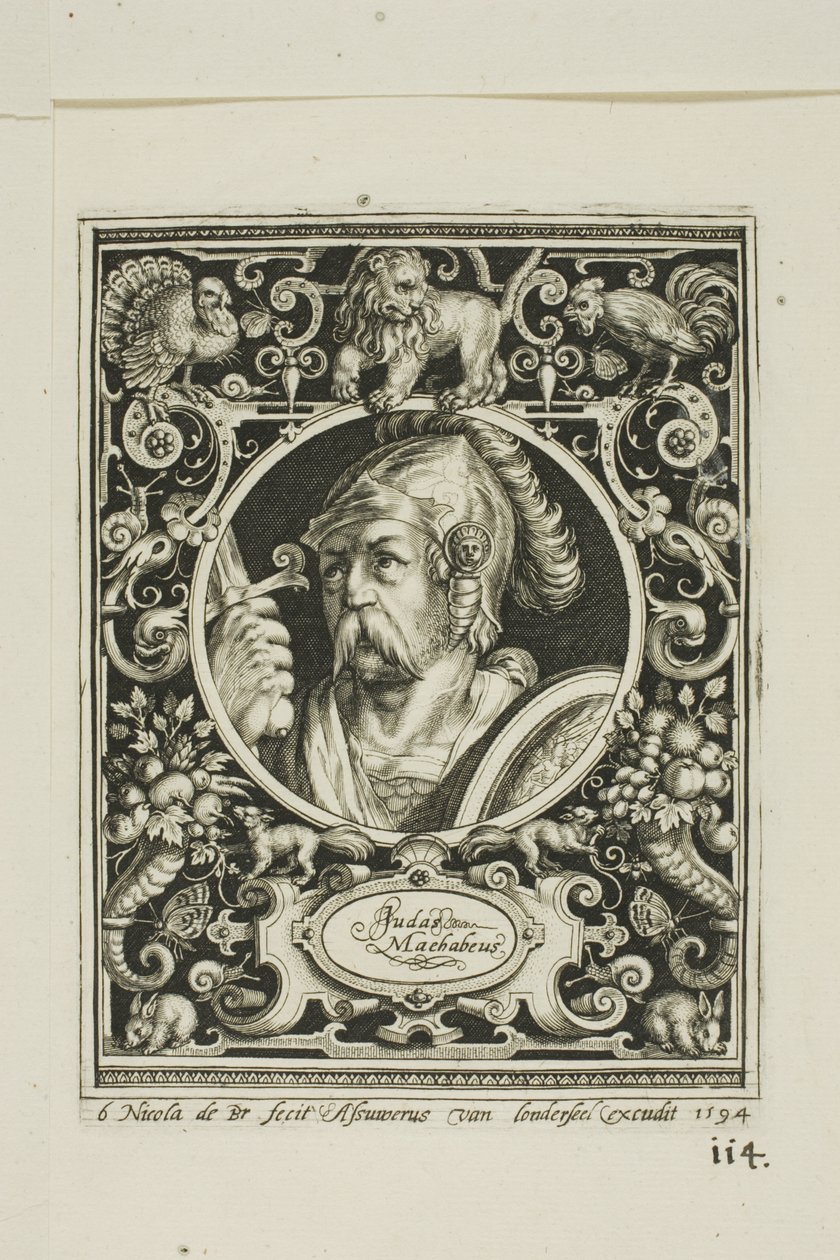 Judas Macabee, plaat zes van The Nine Worthies door Nicolaes de Bruyn