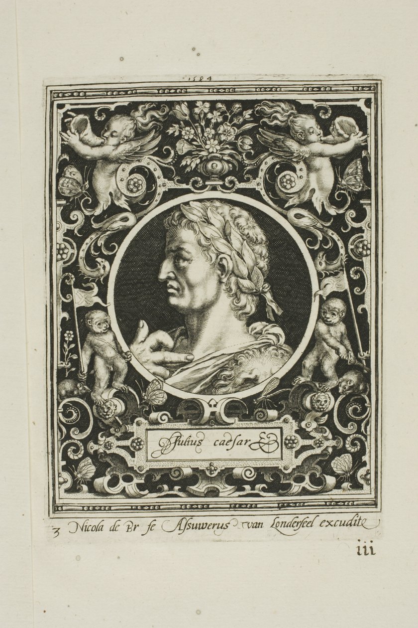 Julius Caesar, plaat drie uit De Negen Waardes door Nicolaes de Bruyn