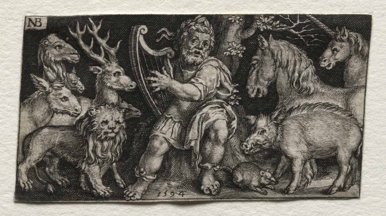 Orpheus die de Dieren Betoverd, 1594 door Nicolaes de Bruyn