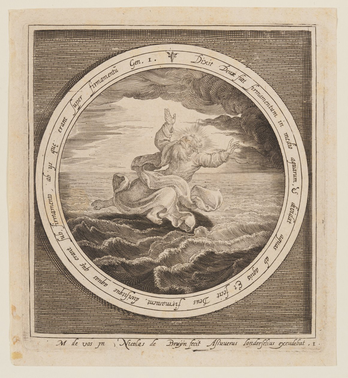 Tweede Dag: De verdeling van de wateren, van de schepping tot de verdrijving uit het paradijs door Nicolaes de Bruyn
