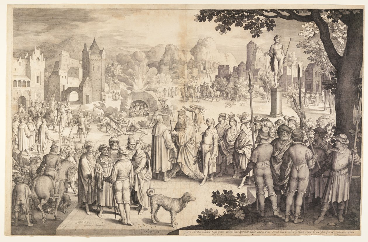 Sadrach, Mesach en Abednego in de brandende kachel door Nicolaes de Bruyn