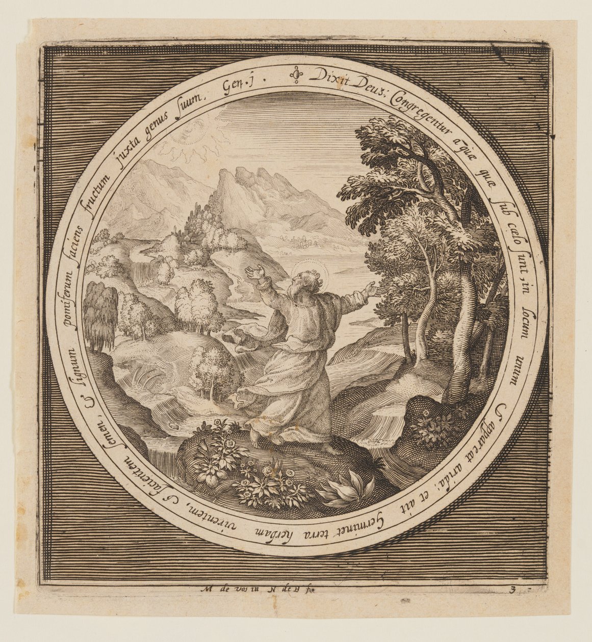 Derde Dag: De Schepping van Land en Vegetatie, van De Schepping tot de Verdrijving uit het Paradijs door Nicolaes de Bruyn