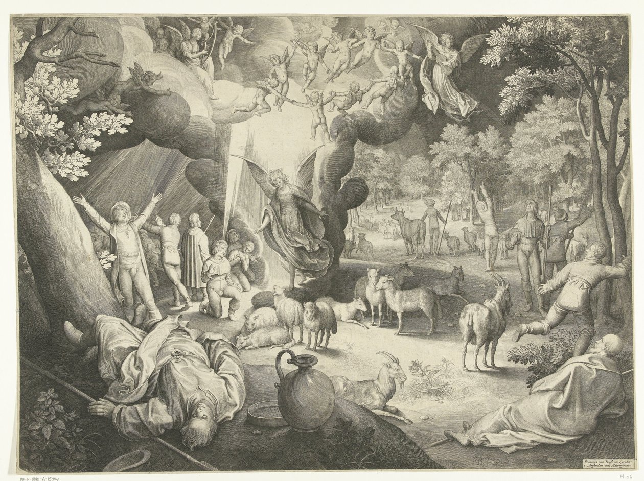 Verkondiging aan de herders door Nicolaes de Bruyn
