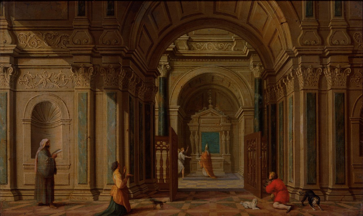 De aartsengel Gabriël verschijnt aan Zacharias (Lucas 1:11) door Nicolaes de Giselaer