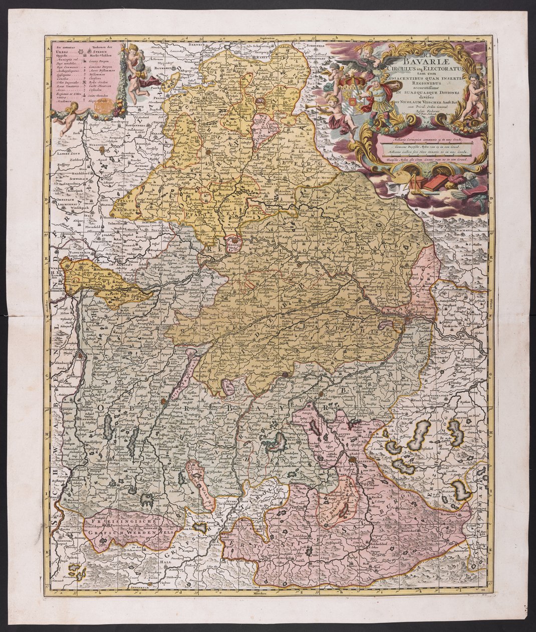 Kaart van Beieren, Nicolaes Visscher, cartograaf, rond 1730 door Nicolaes the Elder (after) Visscher