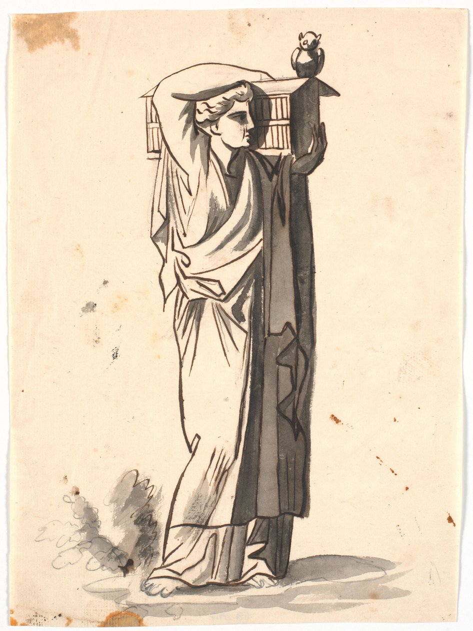 Een vrouwenfiguur die een ark op de linkerschouder draagt door Nicolai Abildgaard