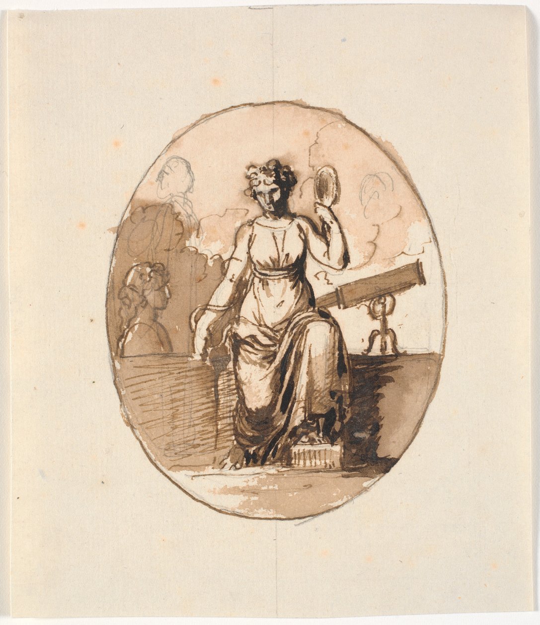 Een zittende vrouwenfiguur, allegorie op wijsheid of wetenschap door Nicolai Abildgaard