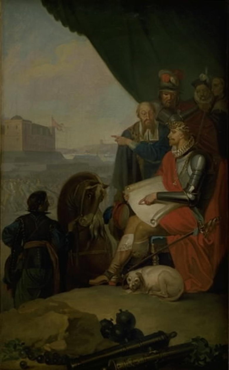 Frederik II bouwt Kasteel Kronborg in Elsinore door Nicolai Abildgaard
