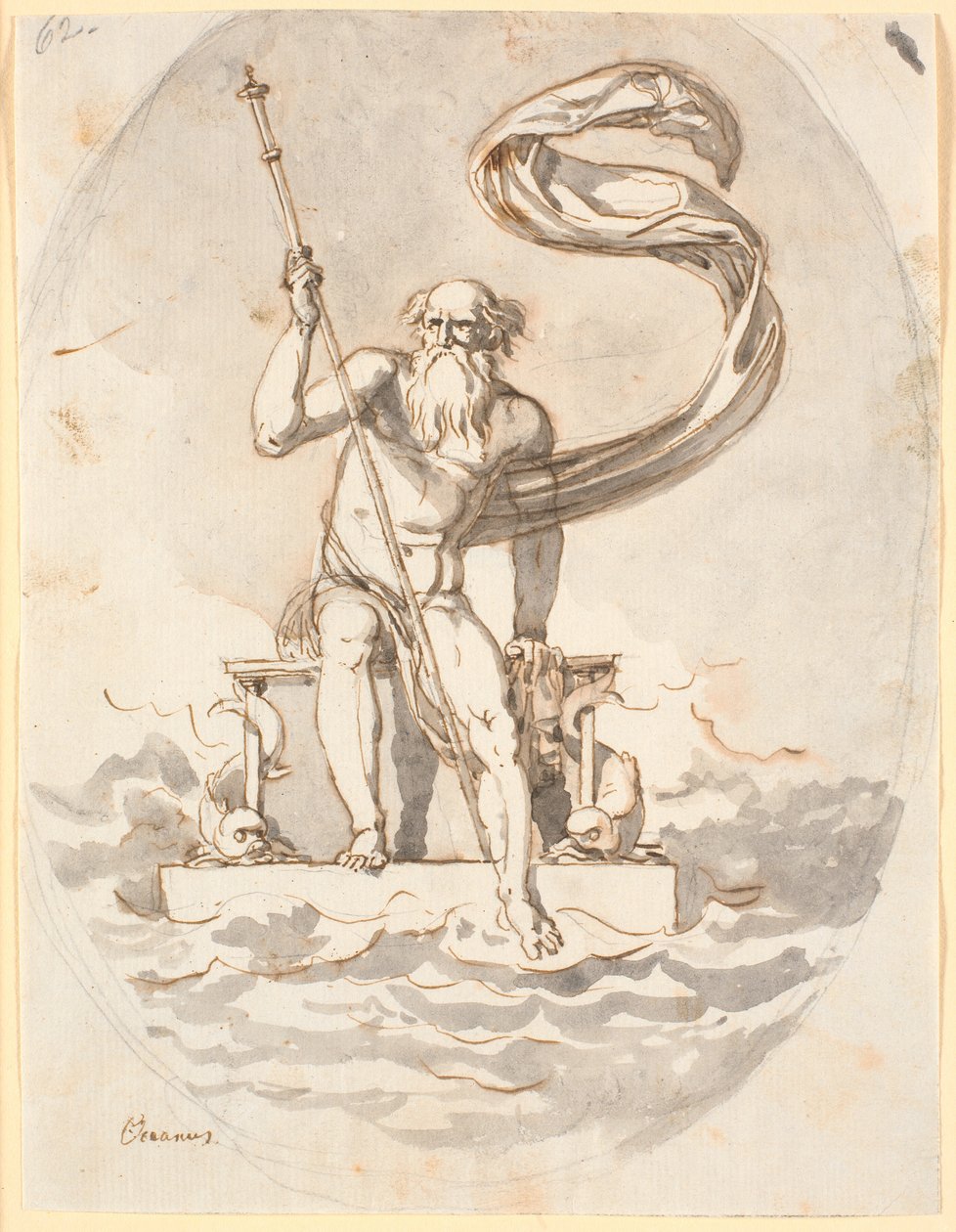 Oceanus op zijn troon in de zee door Nicolai Abildgaard