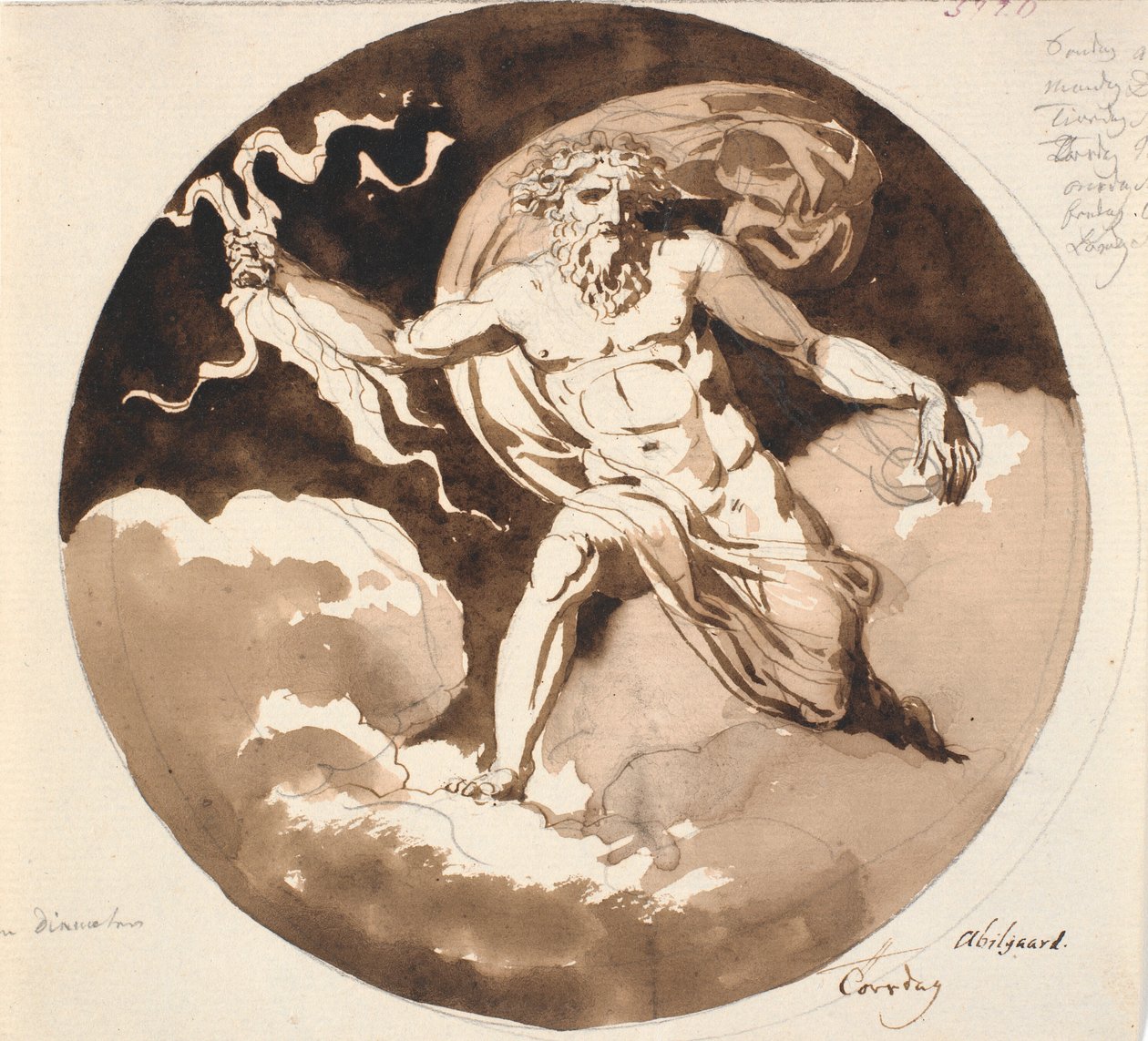 Donderdag. Jupiter met de bliksem in zijn rechterhand door Nicolai Abildgaard