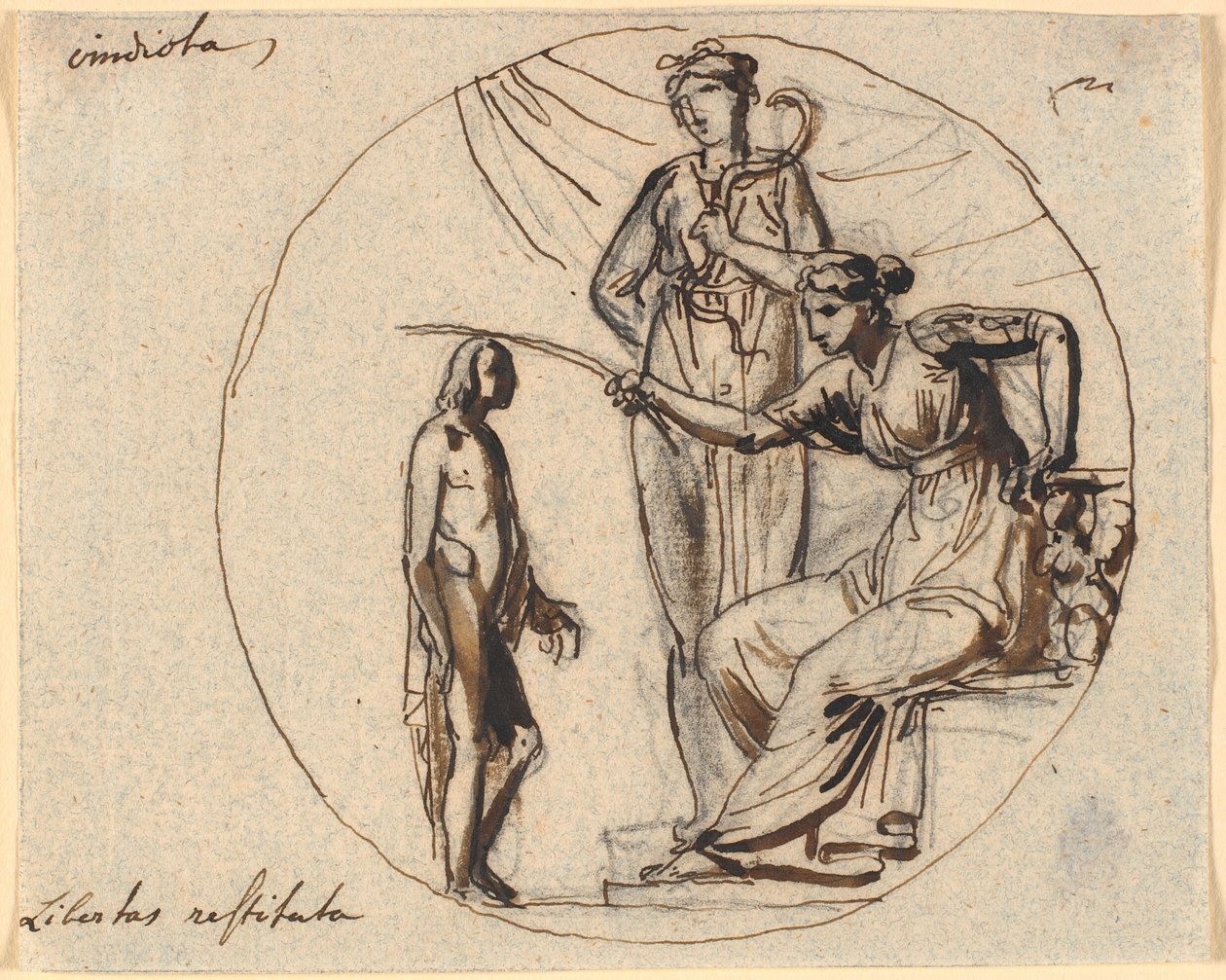 Ontwerp voor drie figuren voor het Bevrijdingsreliëf op de Vrijheidszuil door Nicolai Abildgaard
