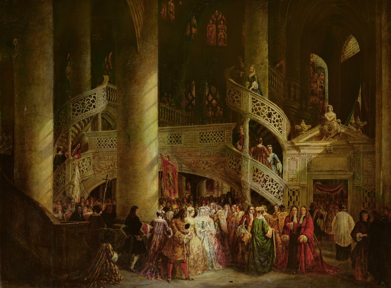 Interieur van de Kerk van Saint-Etienne du Mont, Het Doksaal, 1851 door Nicolas Alexandre Barbier