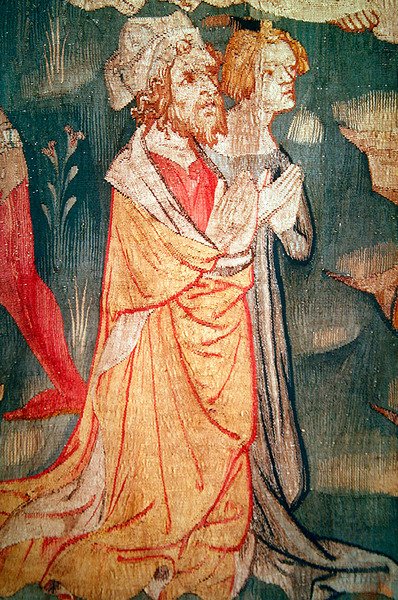 Detail van Mannen Gedood door het Beest van de Aarde, nr. 45 uit "De Apocalyps van Angers", 1373-87 door Nicolas Bataille
