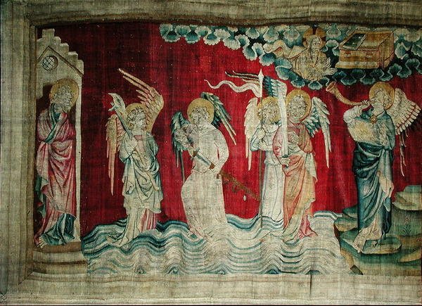 De Zesde Trompet en de Engelen van de Eufraat, nr.25 uit De Apocalyps van Angers, 1373-87 door Nicolas Bataille