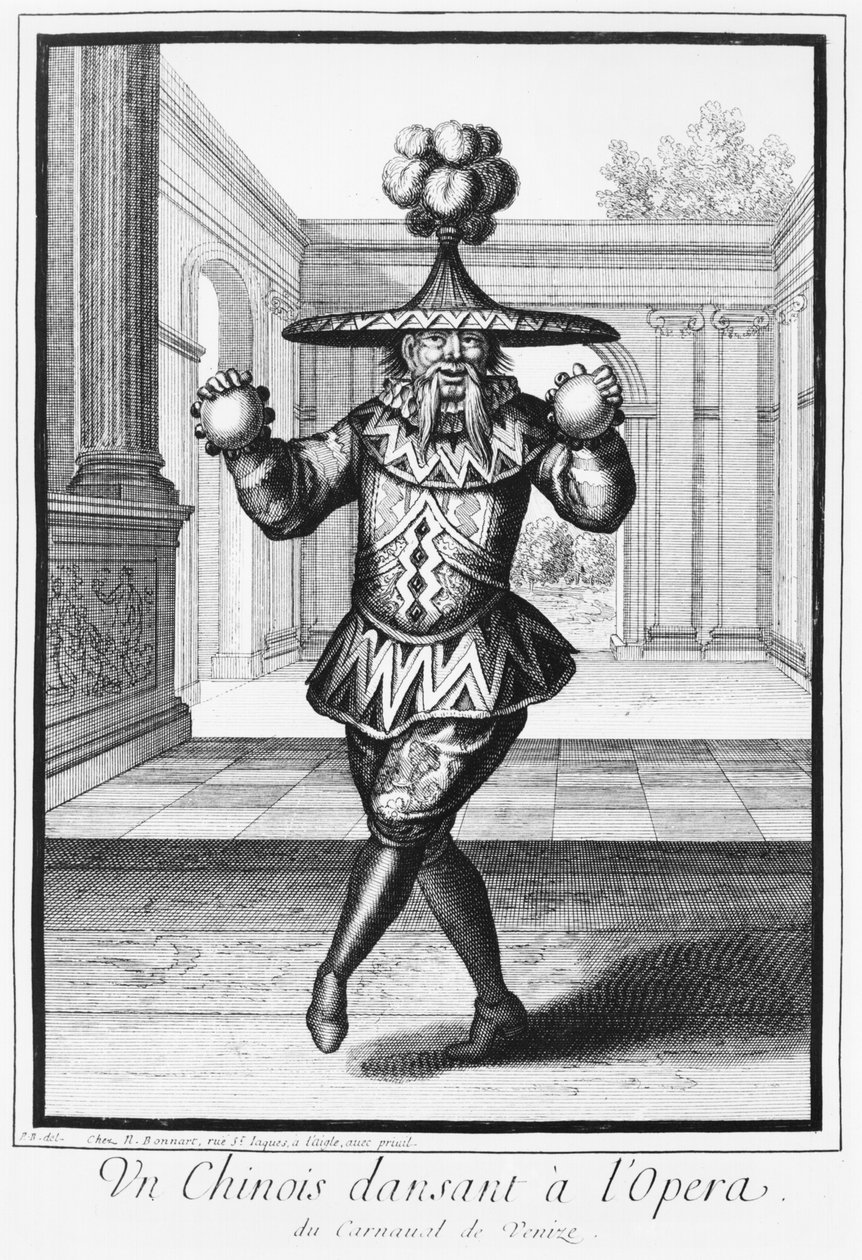 Een Chinese man die danst in de opera door Nicolas Bonnart