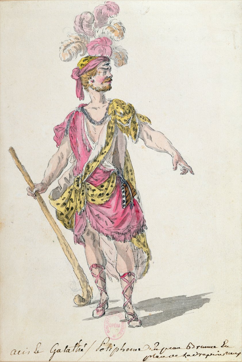 Kostuumontwerp voor een uitvoering in Parijs in 1762 van Lully
