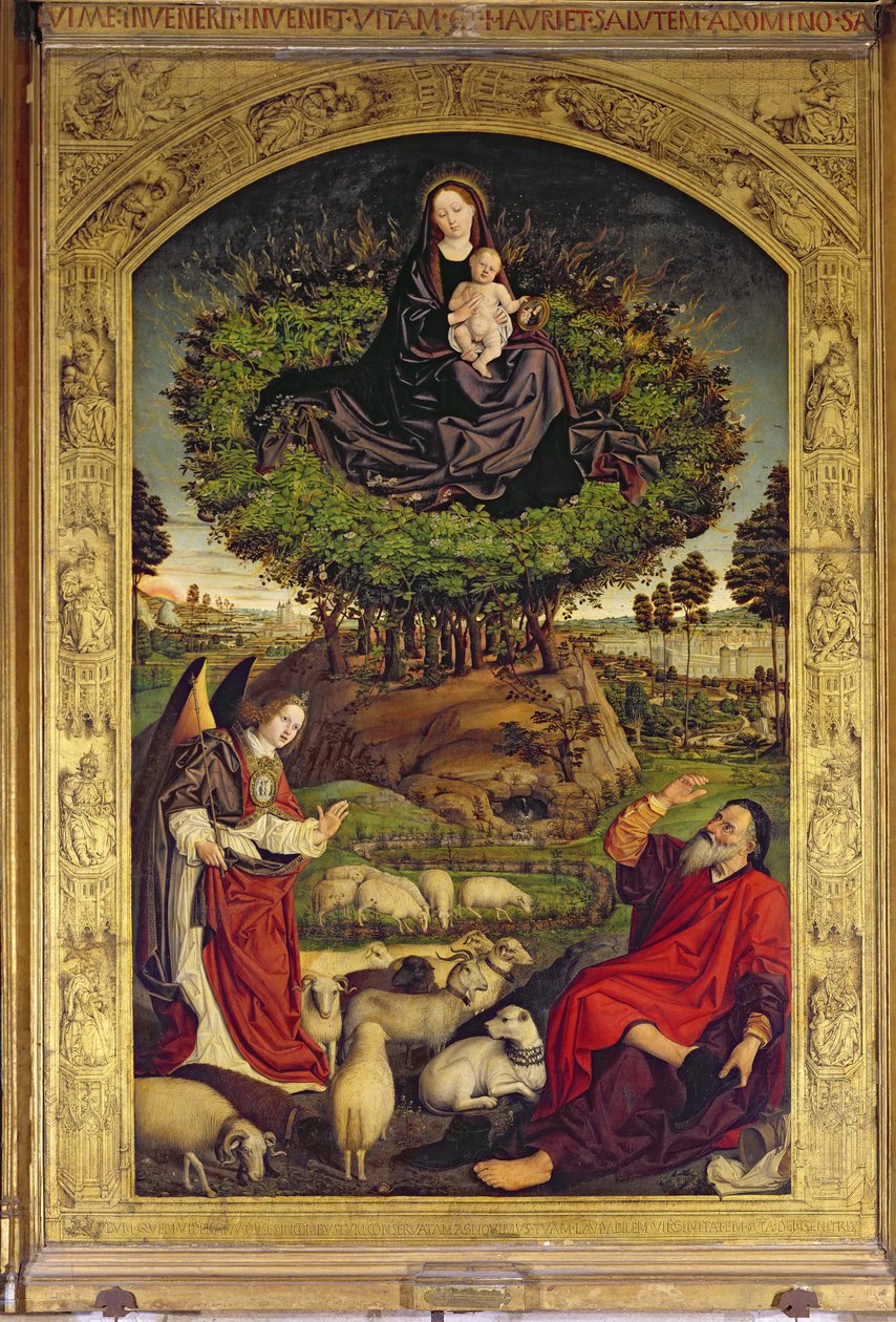 Madonna en Kind, centraal paneel van het Drieluik van Mozes en de Brandende Braamstruik, c.1476 door Nicolas Froment