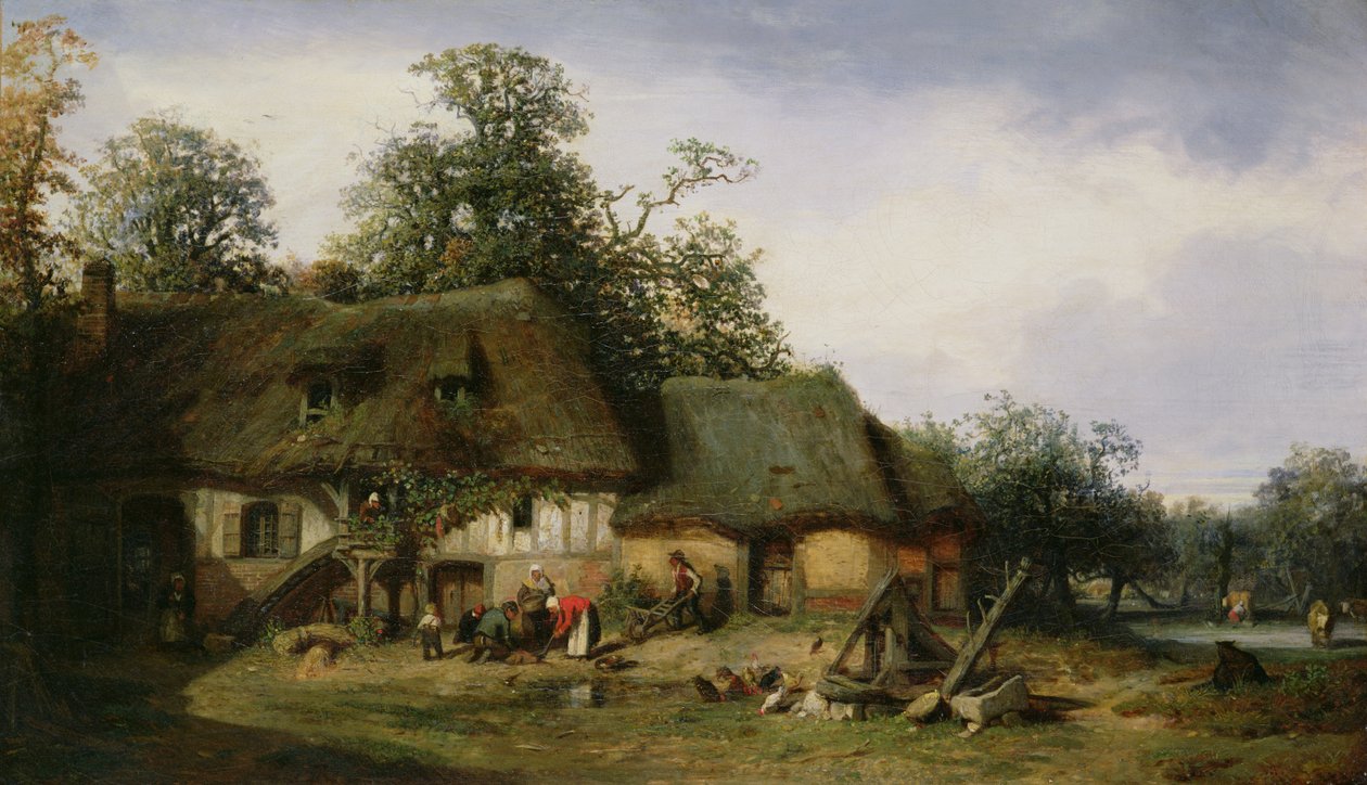 Een boerderij in Normandië door Nicolas Louis Cabat