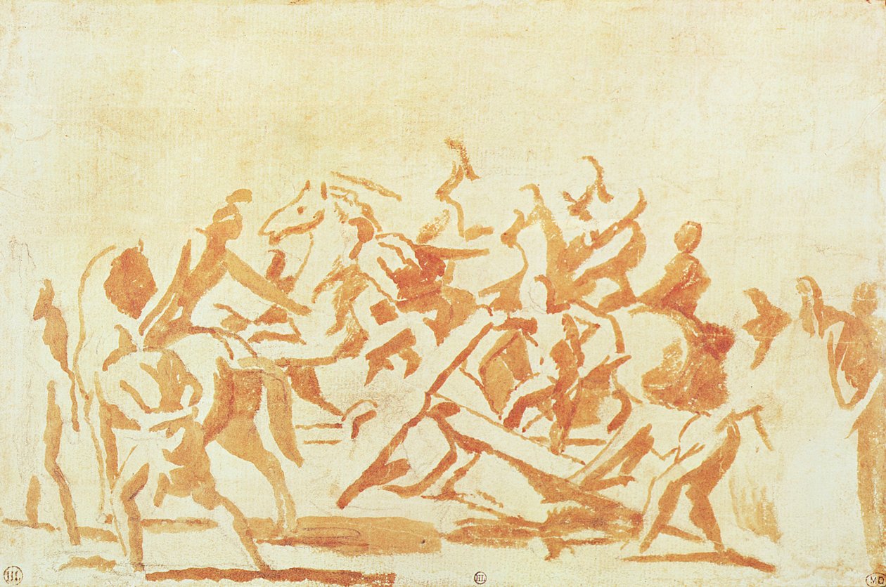 Studie van Christus die het kruis draagt door Nicolas Poussin