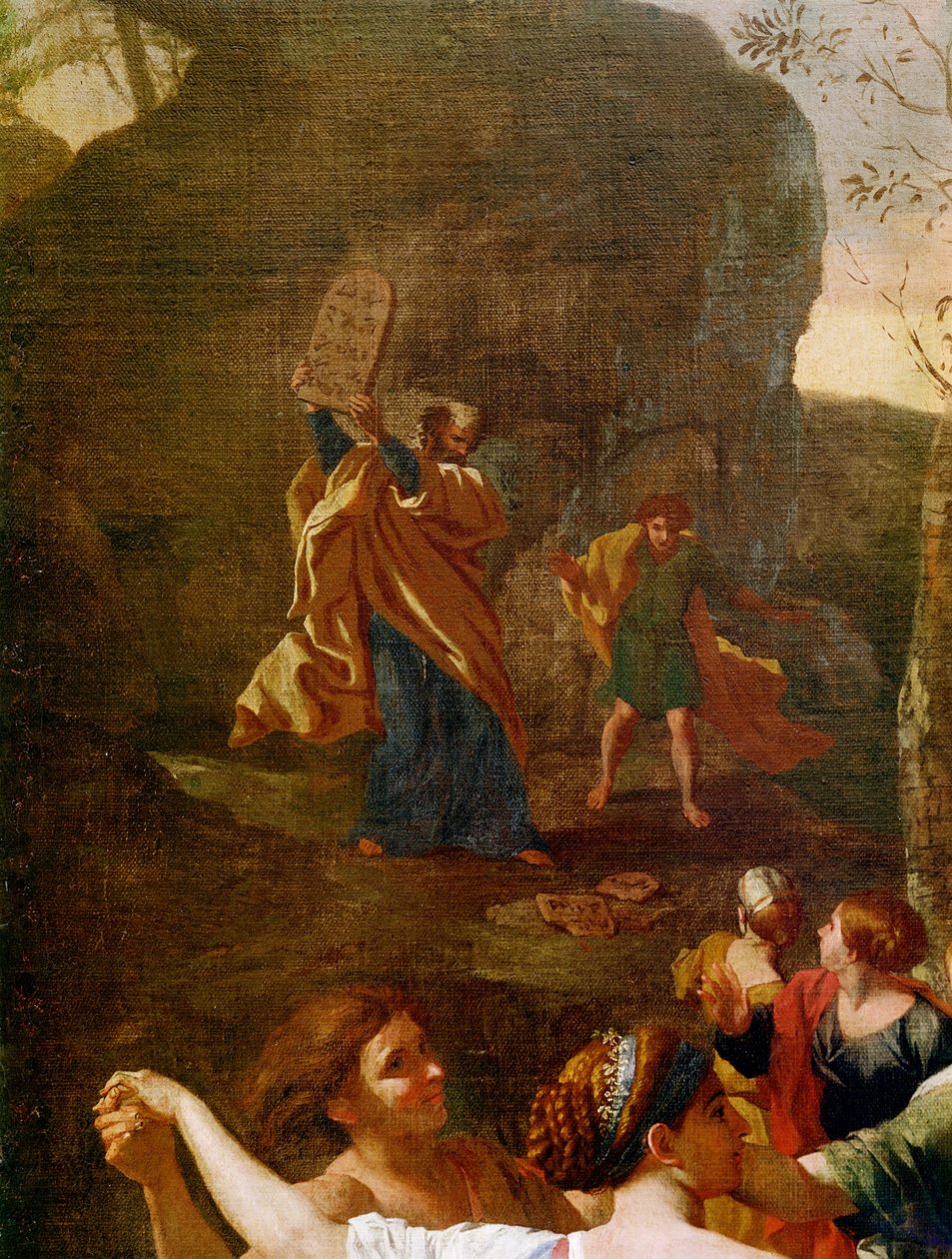De aanbidding van het gouden kalf (detail) door Nicolas Poussin