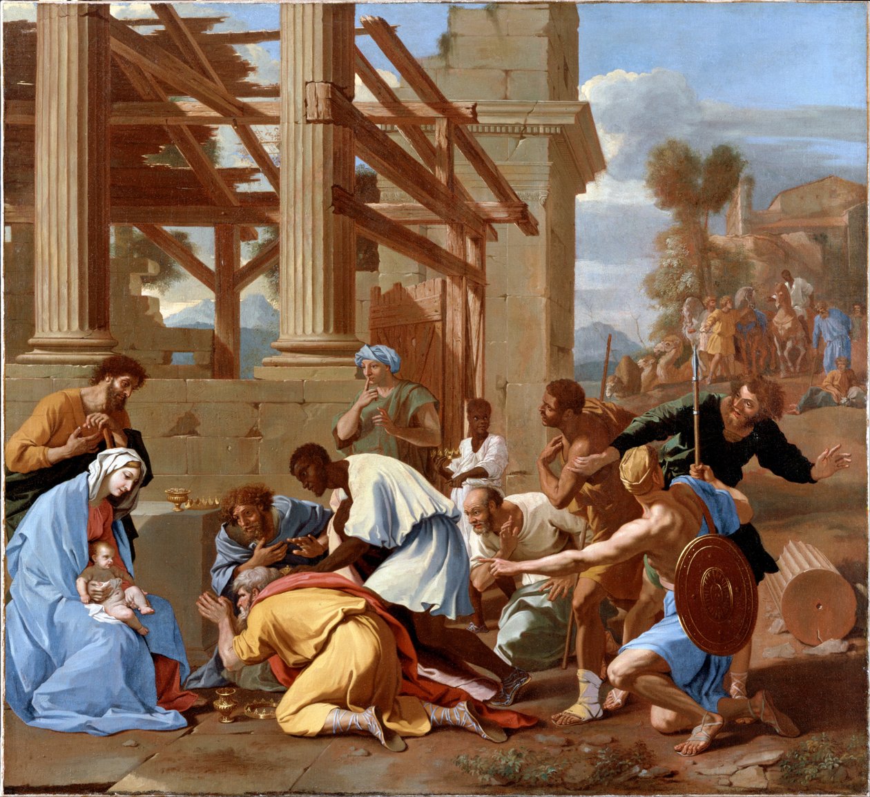 De aanbidding der wijzen door Nicolas Poussin
