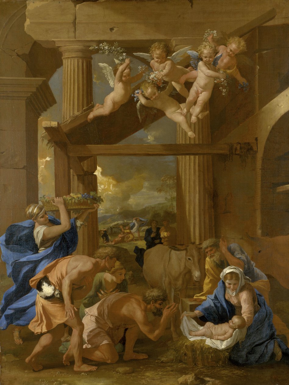 De aanbidding van de herders door Nicolas Poussin
