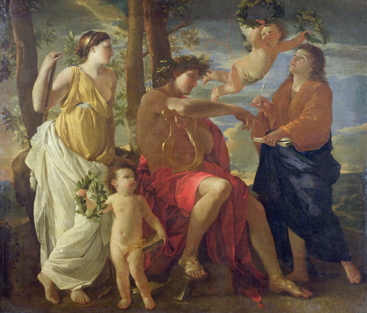 De inspiratie van de dichter door Nicolas Poussin