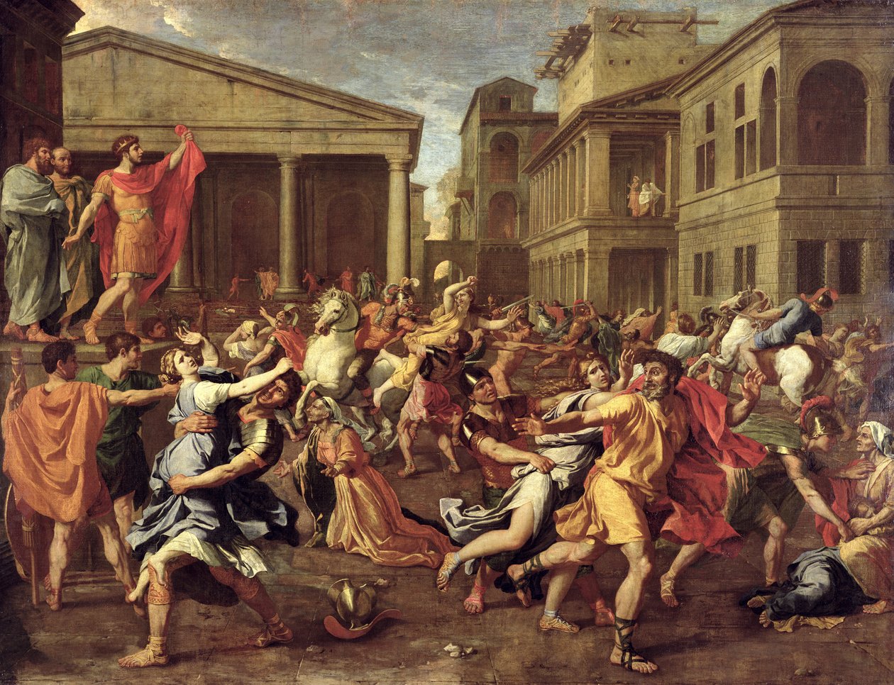 De roof van de Sabijnse maagden, c.1637-38 door Nicolas Poussin