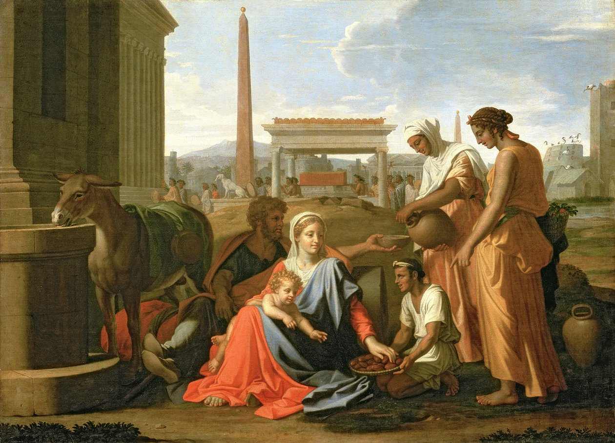De rust tijdens de vlucht naar Egypte door Nicolas Poussin
