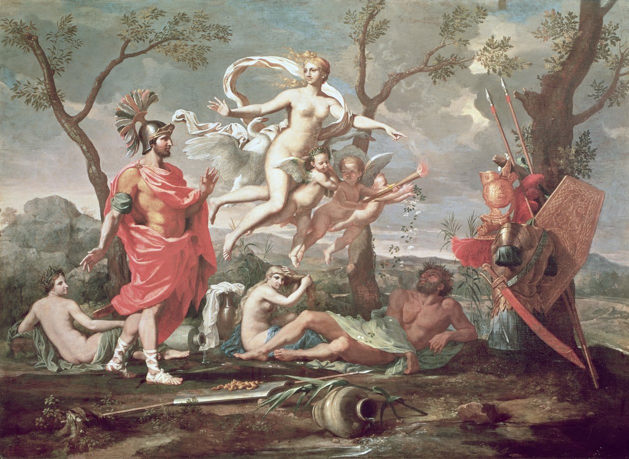 Venus Bewapent Aeneas, 1639 door Nicolas Poussin