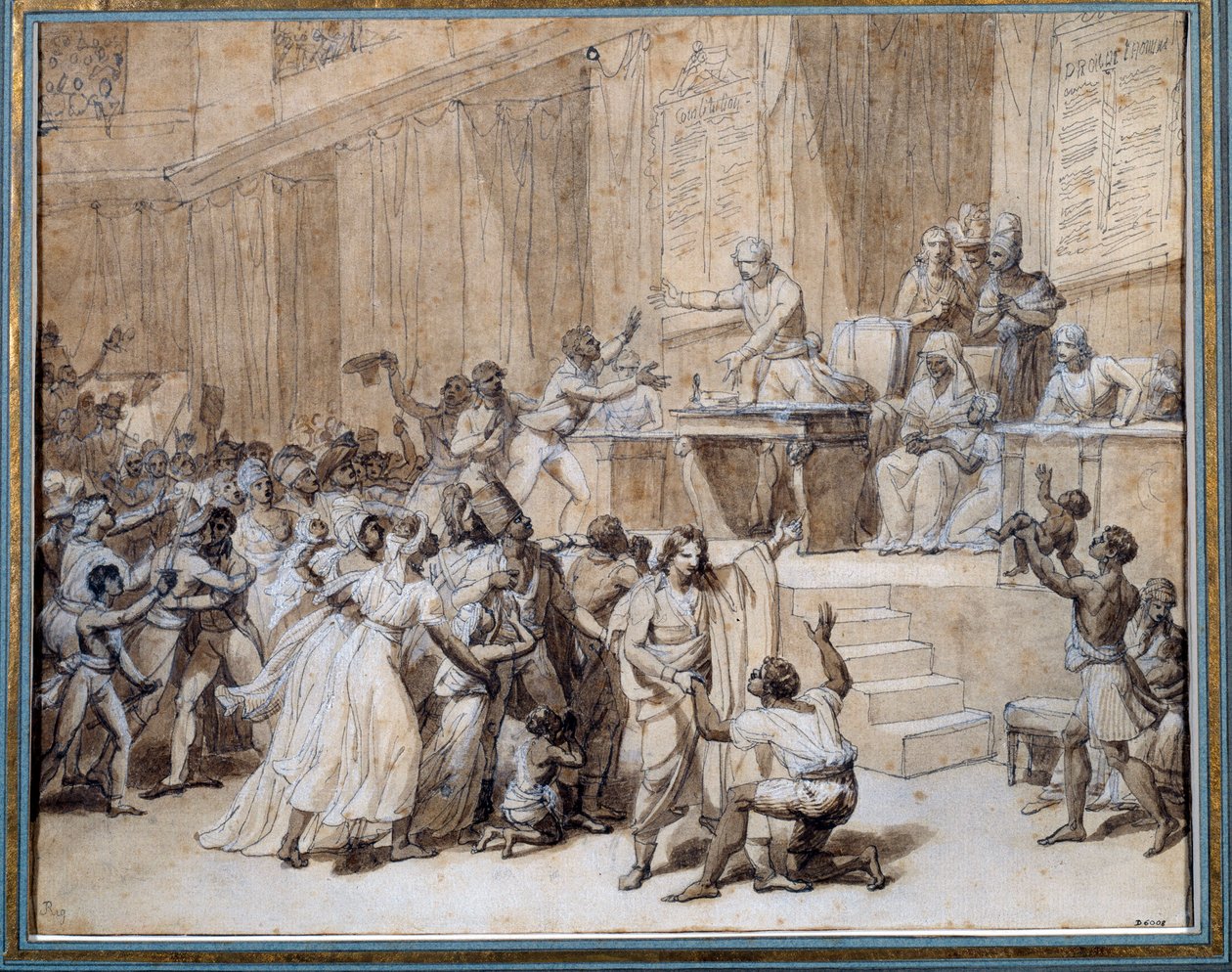 Afschaffing van de slavernij door de Nationale Conventie op 4/02/1794 door Nicolas Andre Monsiau