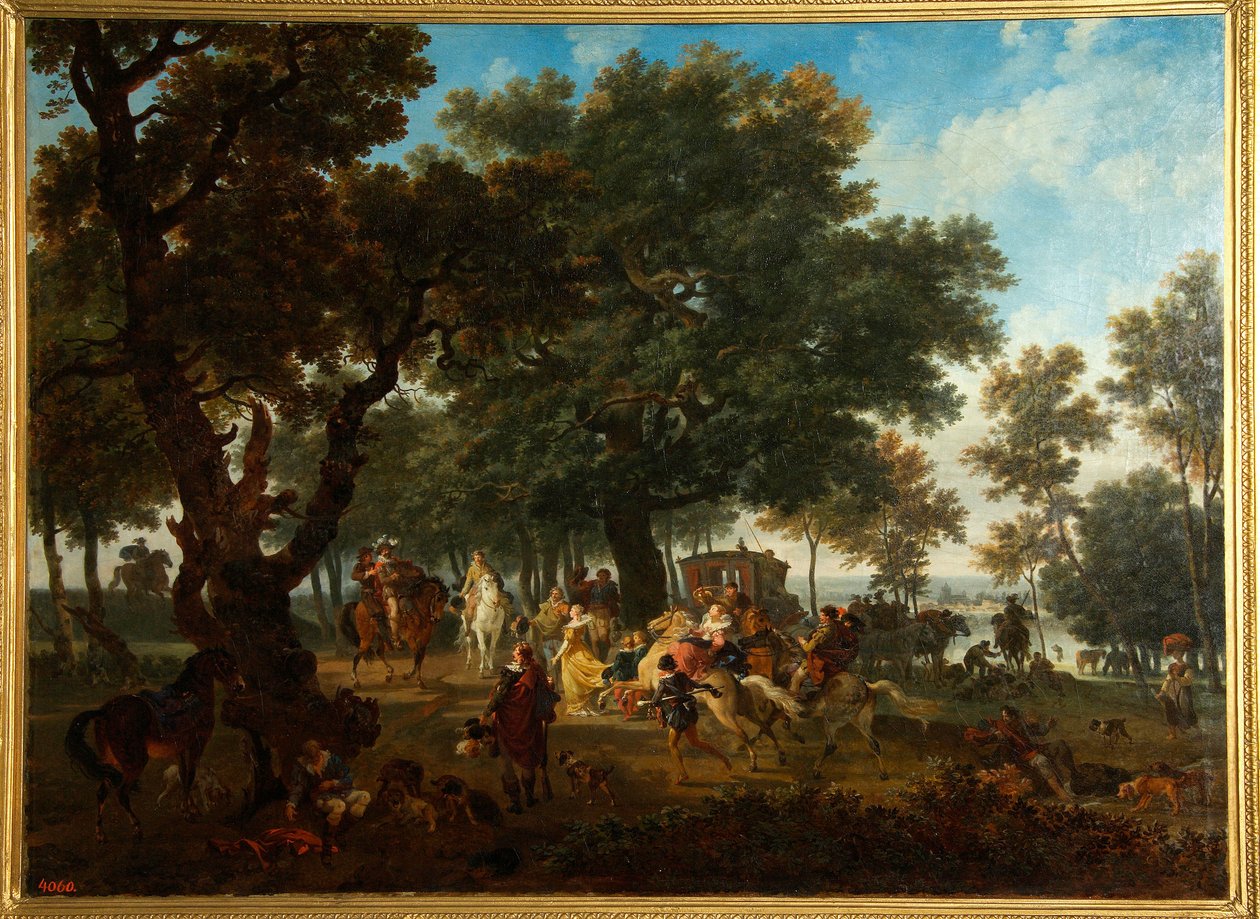 Jachtpartij van koning Hendrik IV van Frankrijk (1553-1610) en zijn gevolg door Nicolas Antoine Taunay