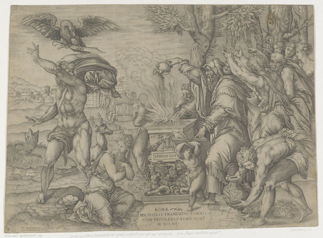 Offer van Iphigenia door Nicolas Beatrizet