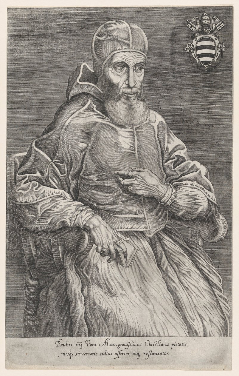 Portret van paus Paulus IV door Nicolas Beatrizet