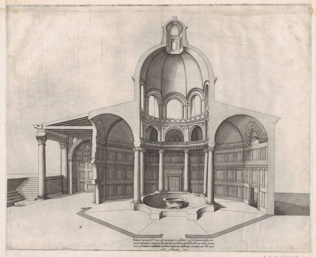 Speculum Romanae Magnificentiae: Interieur van de Lateranen, 16e eeuw door Nicolas Beatrizet