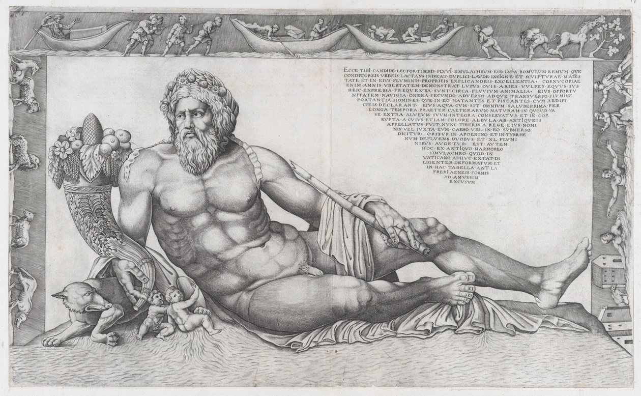 Speculum Romanae Magnificentiae: De Tiber, midden 16e eeuw door Nicolas Beatrizet