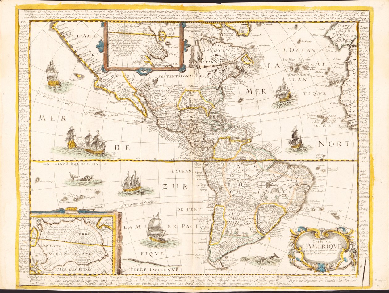 Kaart van Amerika - gecorrigeerd en vergroot, boven alle andere. LOC 2008622045 door Nicolas Berey