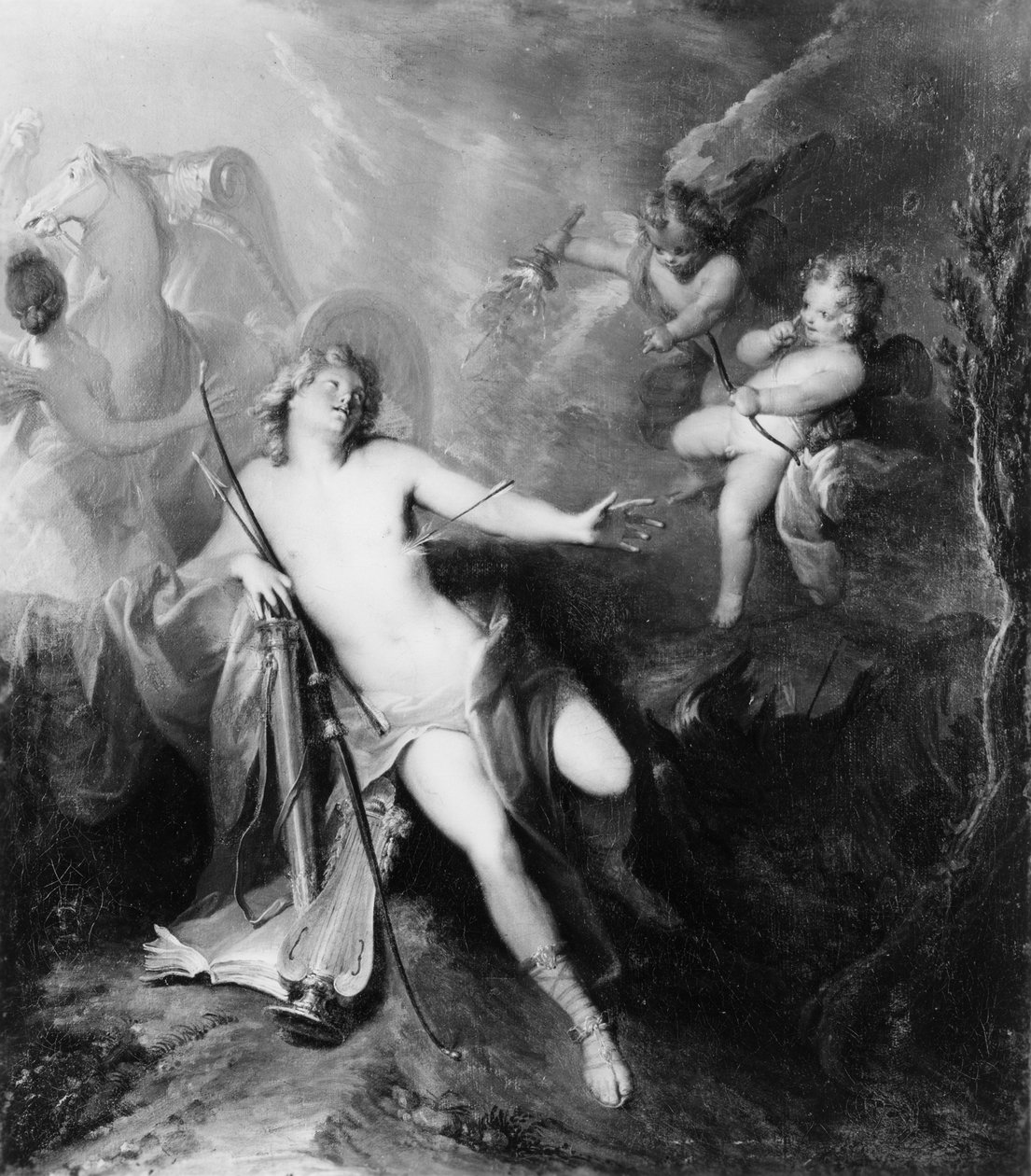 Apollo doorboord door de pijl van de liefde door Nicolas Bertin