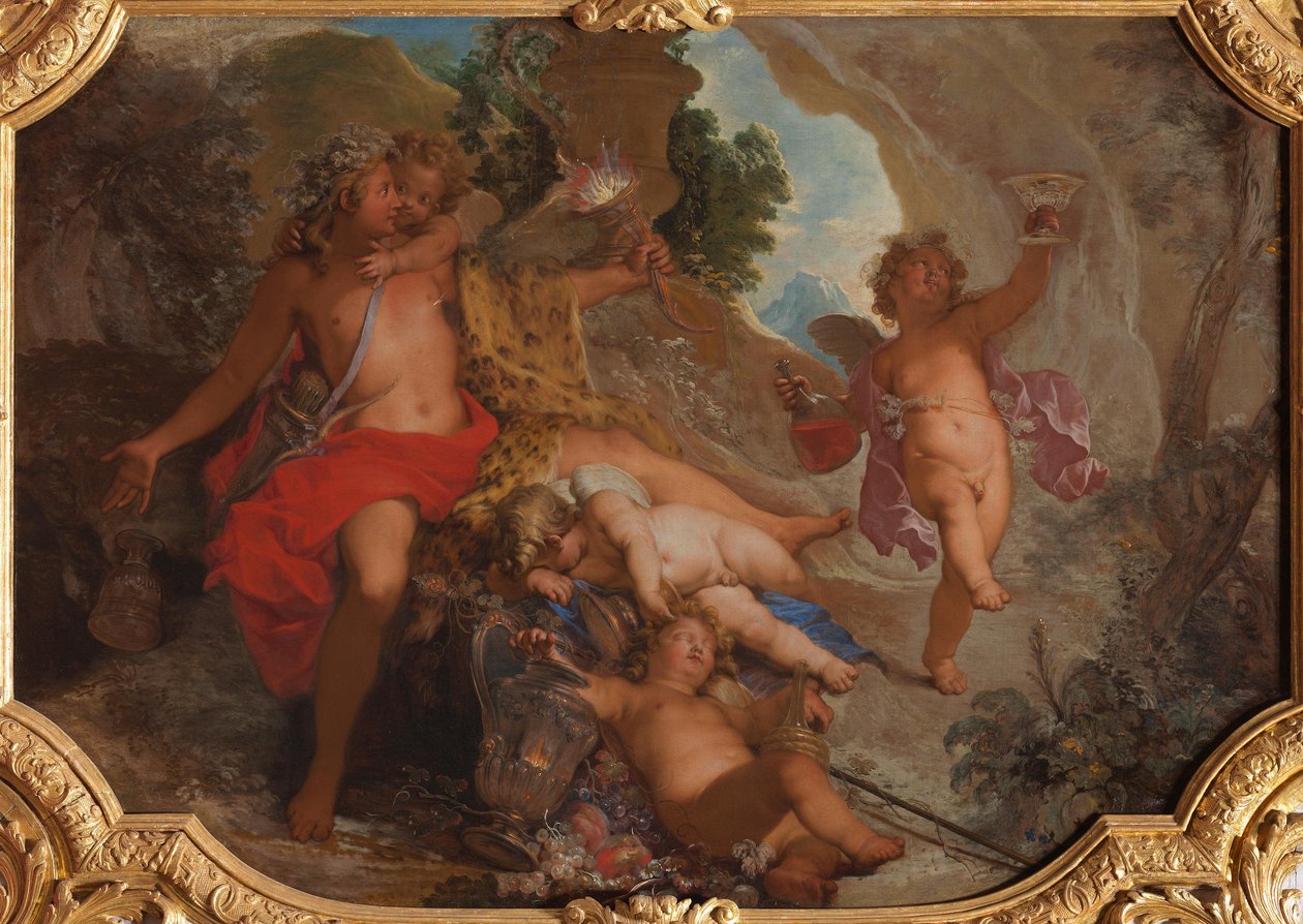 Bacchus mit vier Putten door Nicolas Bertin