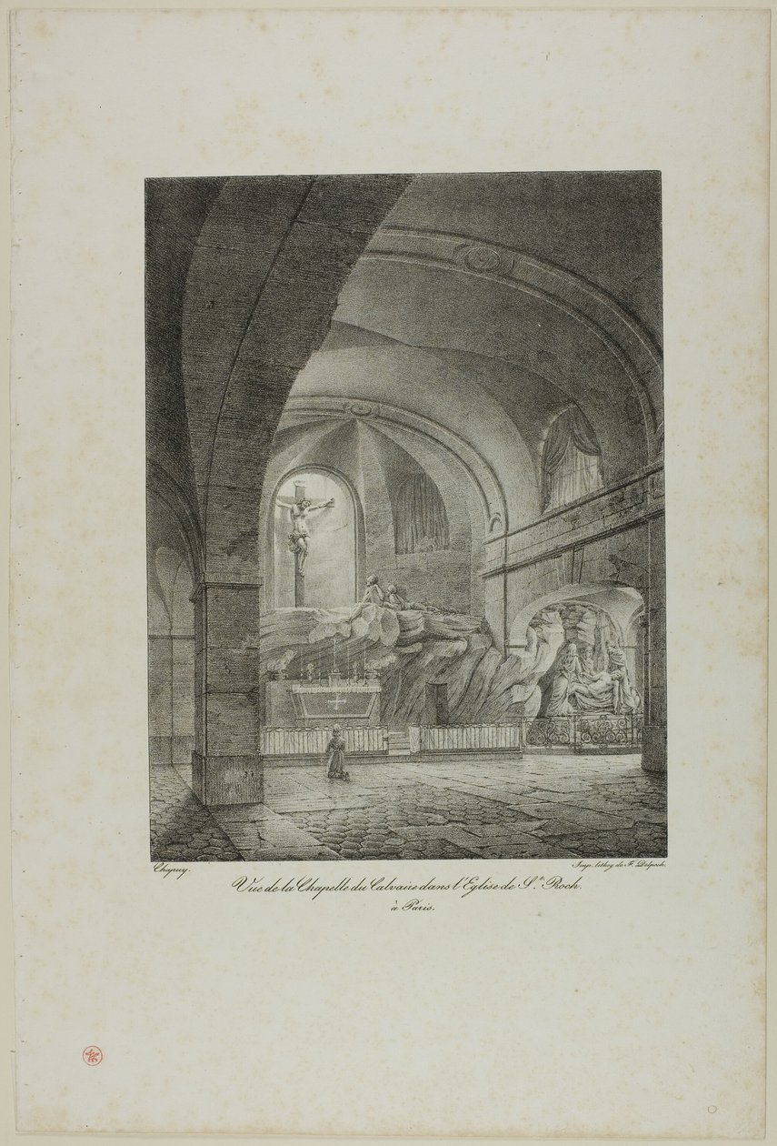 Gezicht op de Calvariekapel in de kerk van St. Roch, Parijs door Nicolas Chapuy