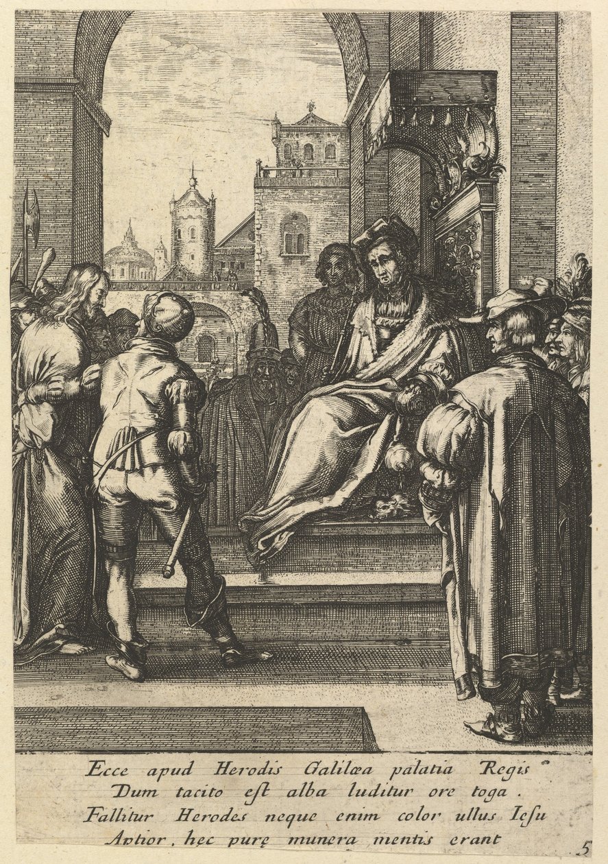 Christus voor Pilatus, uit De passie van Christus, midden 17e eeuw door Nicolas Cochin