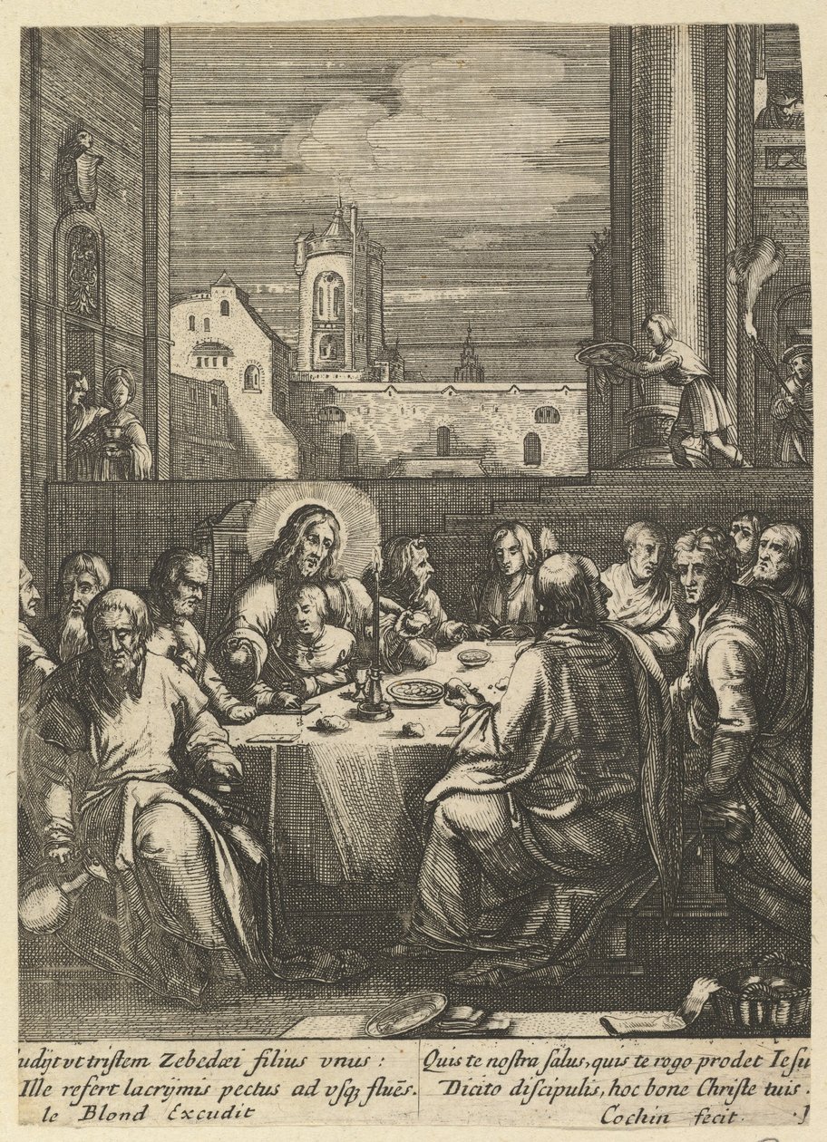 Het Laatste Avondmaal, uit De Passie van Christus door Nicolas Cochin