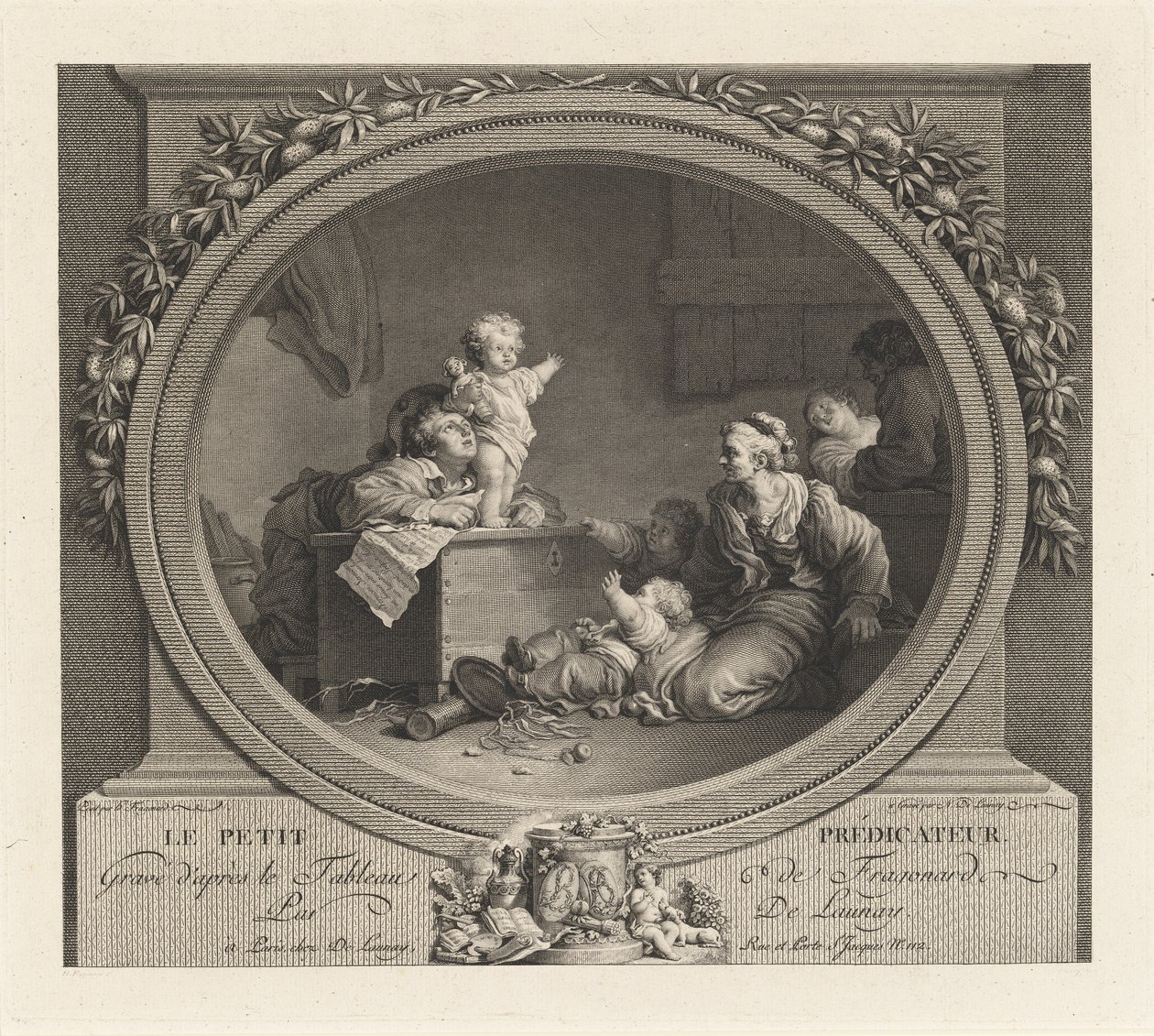 De kleine prediker door Nicolas Delaunay after Jean Honoré Fragonard