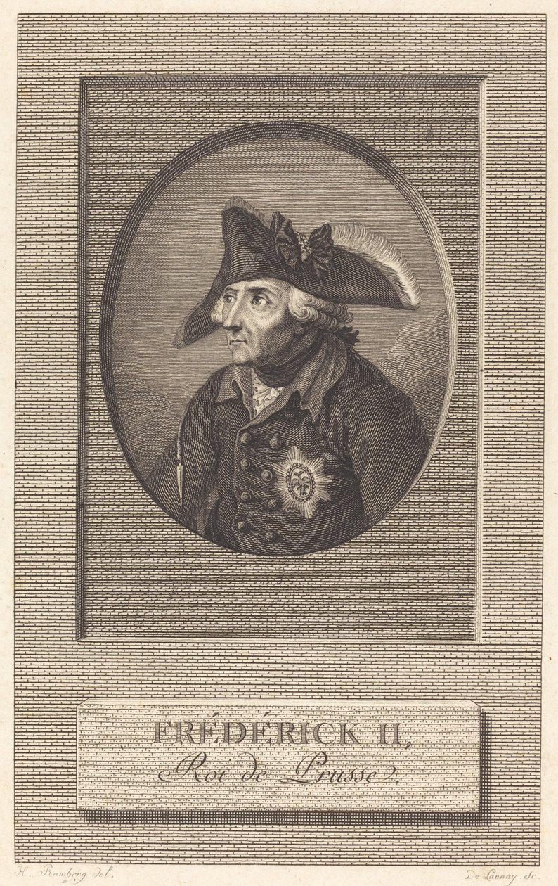 Frederik de Grote, Koning van Pruisen door Nicolas Delaunay after Johann Heinrich Ramberg