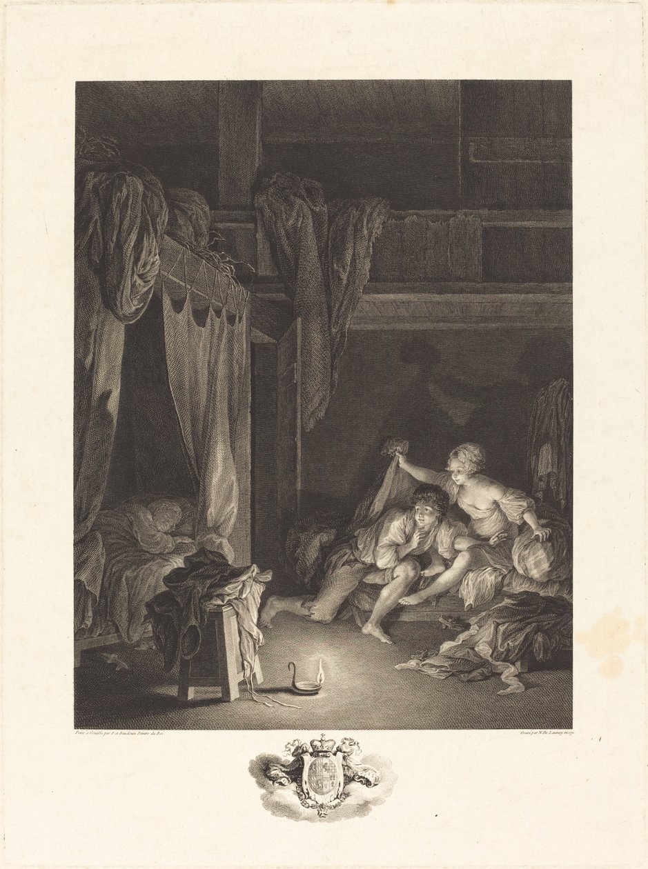 De Wachtpost in gebreke door Nicolas Delaunay after Pierre Antoine Baudouin